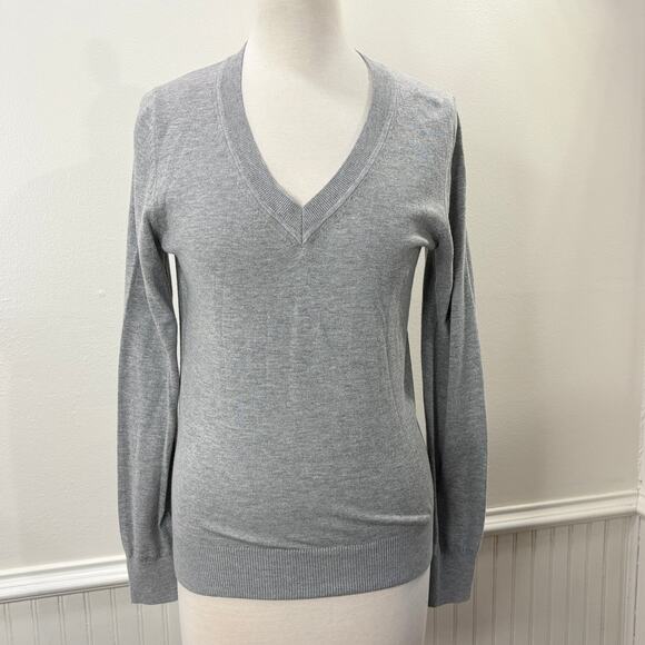 Quince Size XS Organic Cotton Cashmere Sweater Heather Gray Lightweight Luxe - Picture 1 of 9